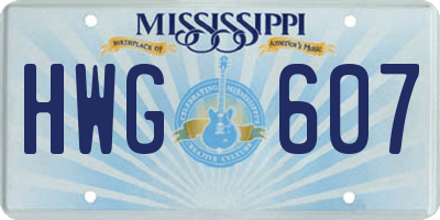 MS license plate HWG607