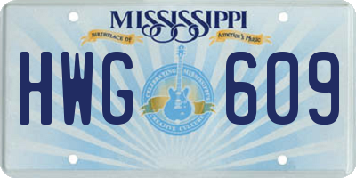 MS license plate HWG609