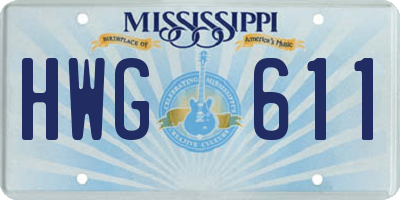 MS license plate HWG611