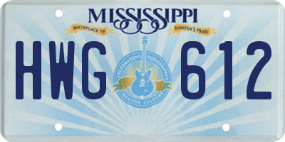 MS license plate HWG612