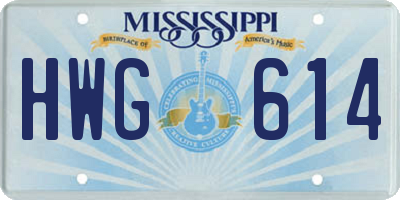 MS license plate HWG614
