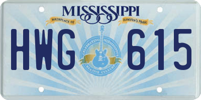 MS license plate HWG615
