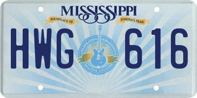 MS license plate HWG616