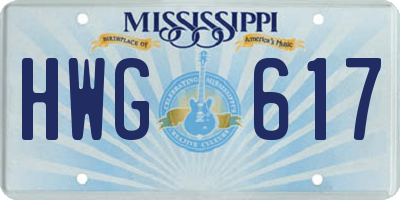 MS license plate HWG617