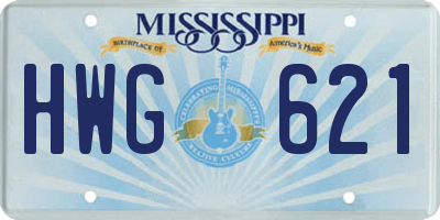 MS license plate HWG621