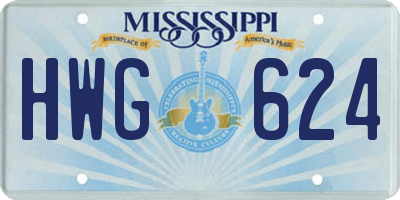 MS license plate HWG624