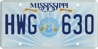 MS license plate HWG630