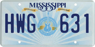 MS license plate HWG631