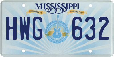 MS license plate HWG632