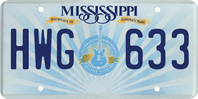 MS license plate HWG633
