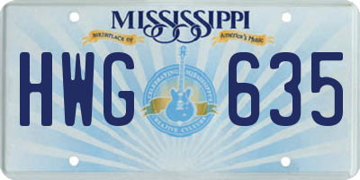 MS license plate HWG635
