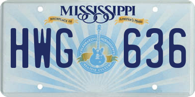 MS license plate HWG636