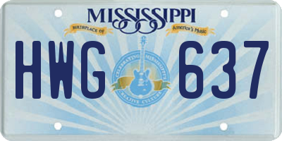 MS license plate HWG637