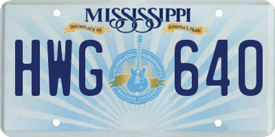 MS license plate HWG640