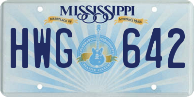 MS license plate HWG642