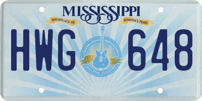 MS license plate HWG648