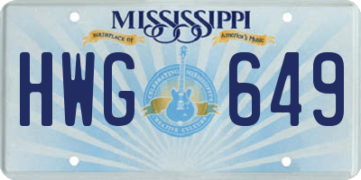 MS license plate HWG649