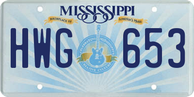 MS license plate HWG653