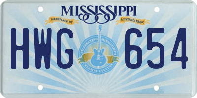 MS license plate HWG654