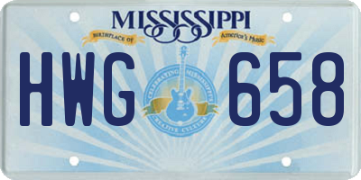 MS license plate HWG658