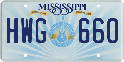 MS license plate HWG660