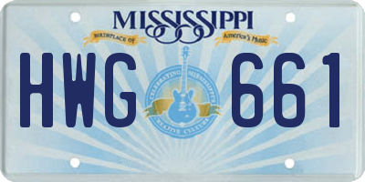 MS license plate HWG661