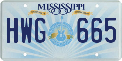 MS license plate HWG665