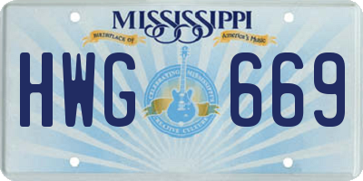 MS license plate HWG669