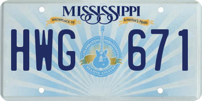 MS license plate HWG671