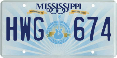 MS license plate HWG674