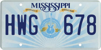 MS license plate HWG678