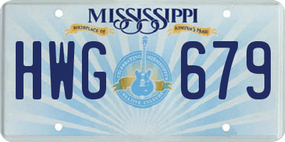 MS license plate HWG679