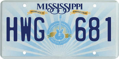 MS license plate HWG681