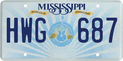 MS license plate HWG687