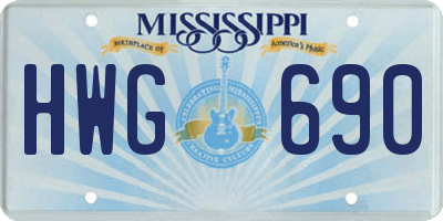 MS license plate HWG690