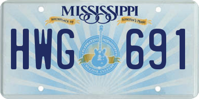 MS license plate HWG691