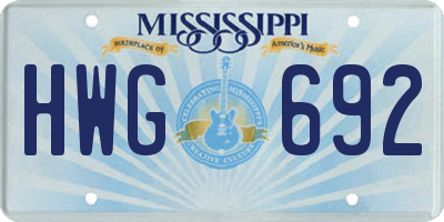 MS license plate HWG692