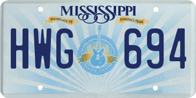 MS license plate HWG694