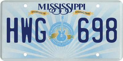 MS license plate HWG698