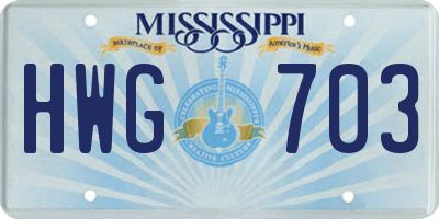 MS license plate HWG703