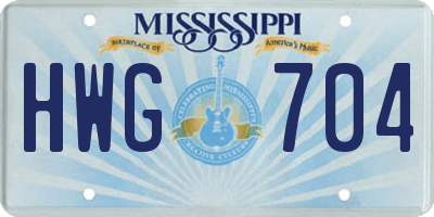 MS license plate HWG704