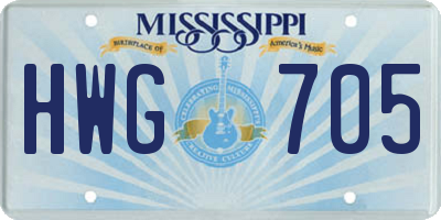MS license plate HWG705