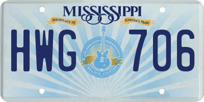 MS license plate HWG706