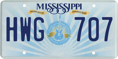 MS license plate HWG707