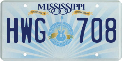 MS license plate HWG708