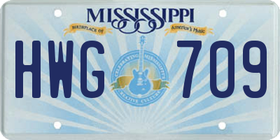 MS license plate HWG709