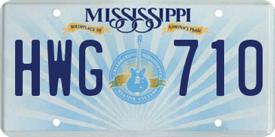 MS license plate HWG710