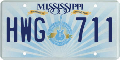 MS license plate HWG711