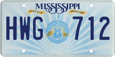 MS license plate HWG712