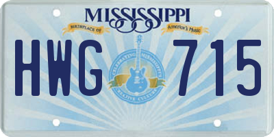 MS license plate HWG715